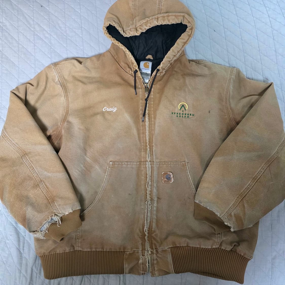 [2XL] 00s 빈티지 칼하트 j130 BRN 트래쉬드 페이드 워크자켓 상품이미지1