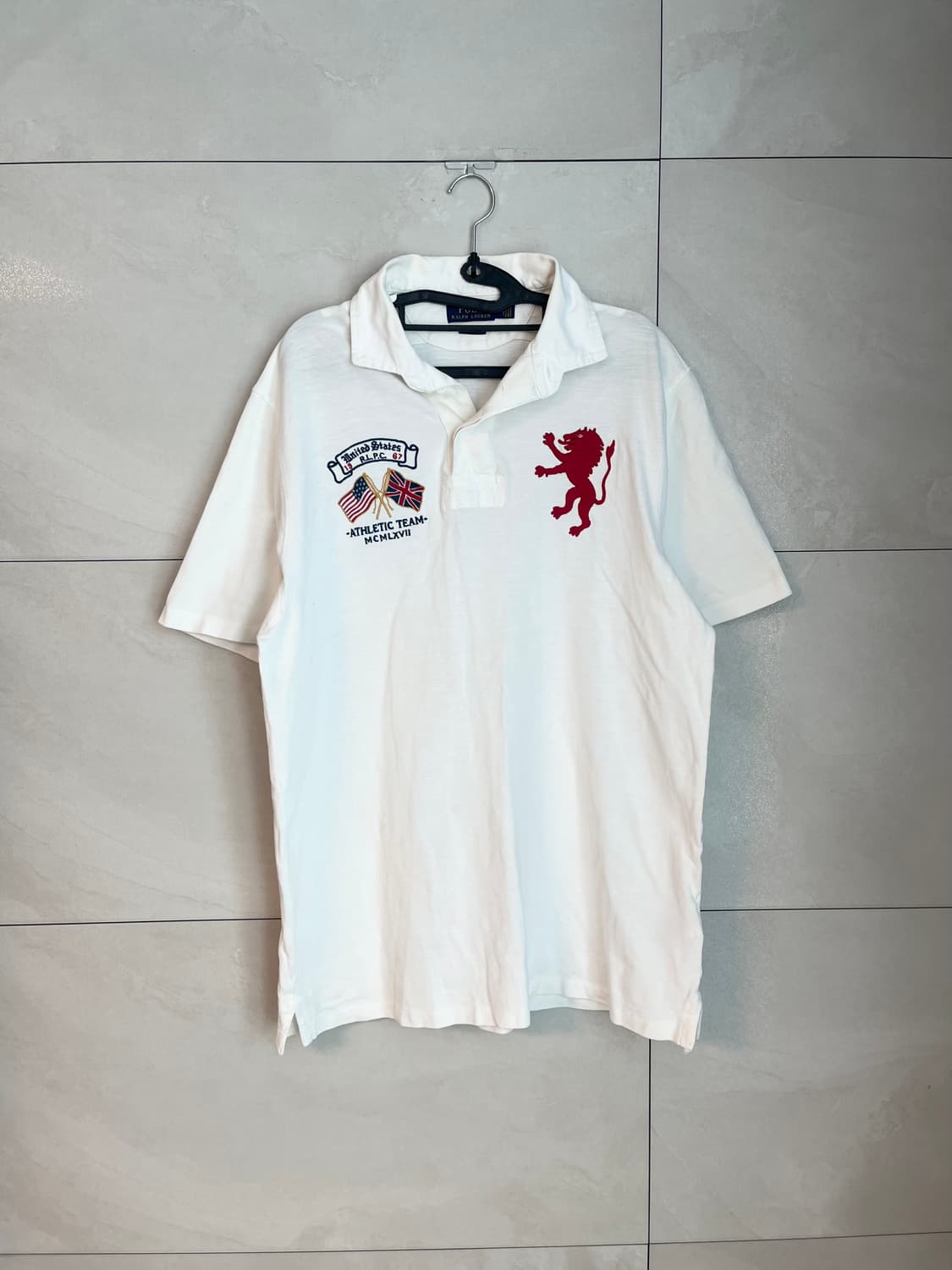 폴로 랄프로렌 사자 자수 빅로고 반팔 카라 셔츠 화이트 [M]  상품이미지1