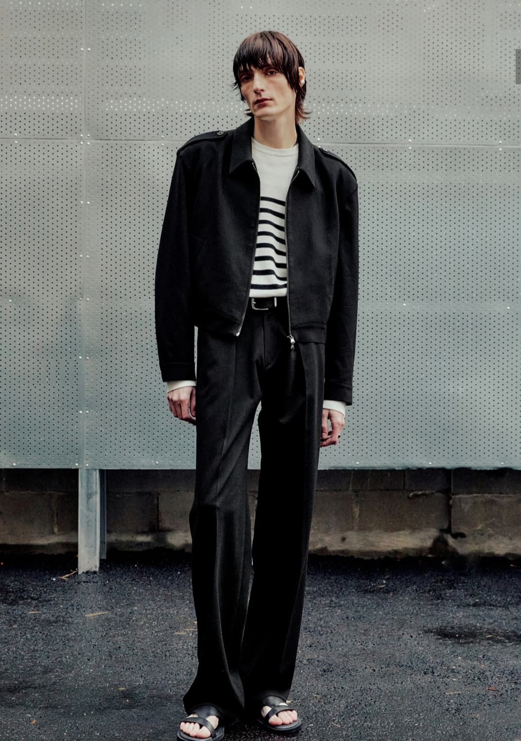 엘무드 프렌치 울 블렌드 오피서 자켓 블랙 44사이즈 상품이미지1