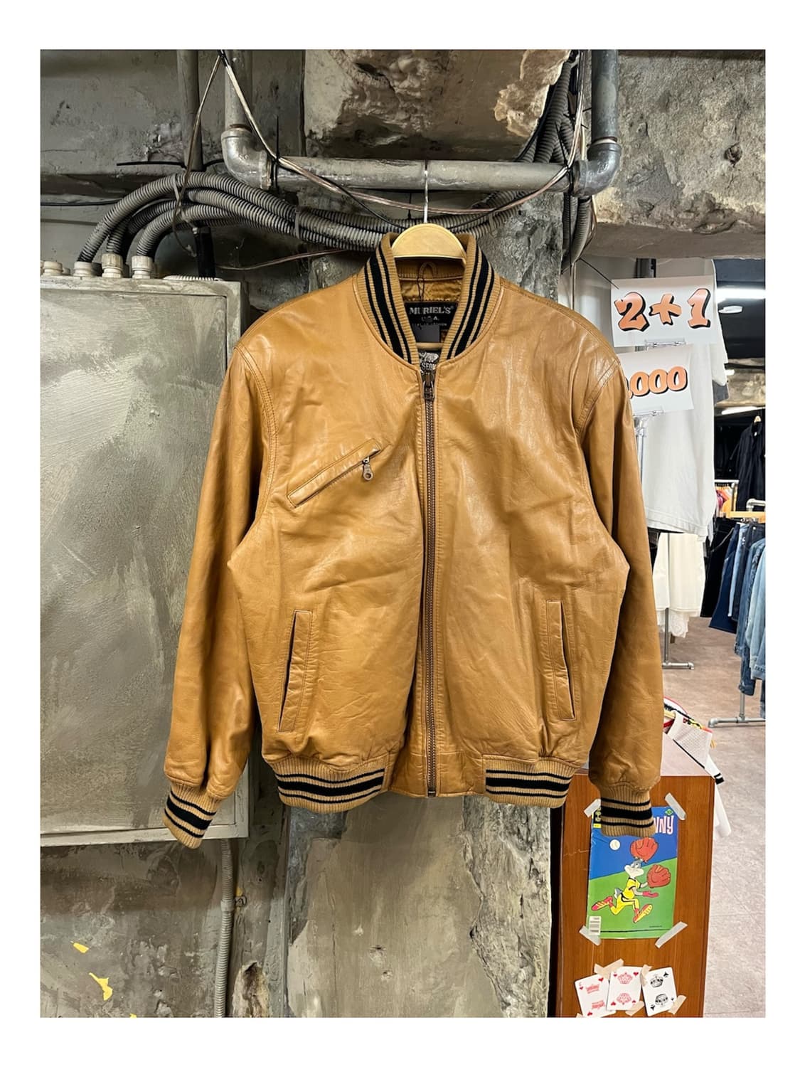 빈티지 양가죽 레더 자켓 카멜 2XL #csz3961 상품이미지1