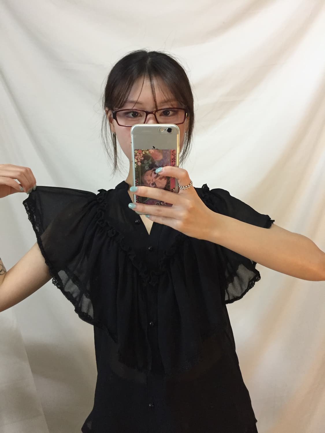 프릴 시스루 블라우스 상품이미지3