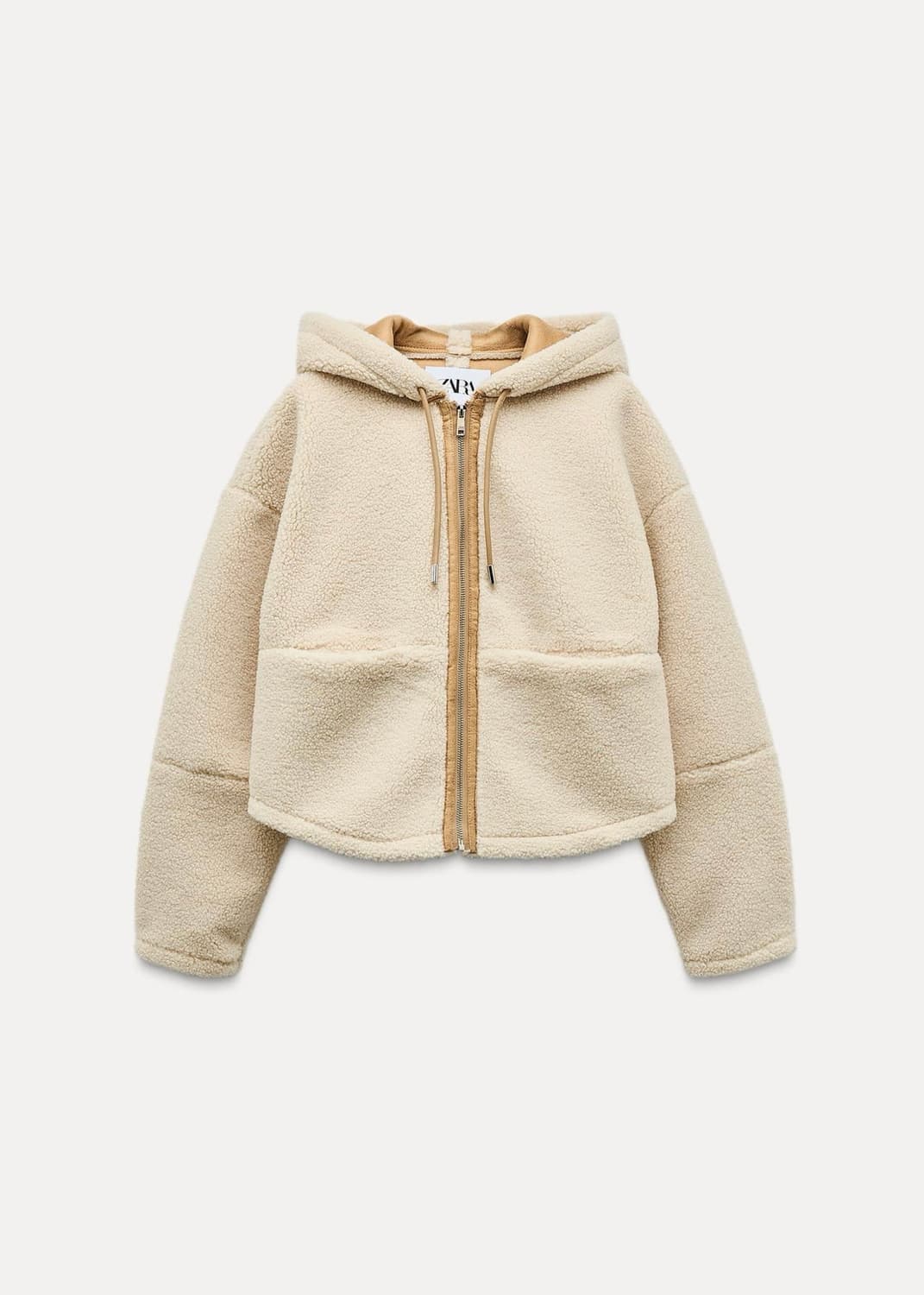 자라 페이크 시어링 후드 점퍼 CREAM 무스탕 상품이미지1