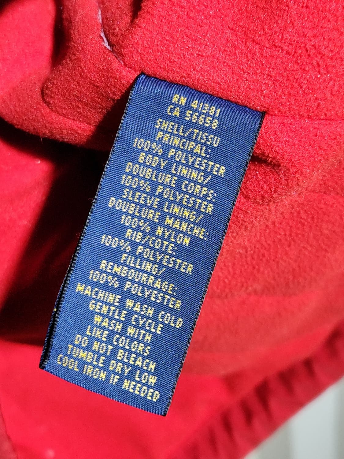 (L) 랄프로렌 폴로 점퍼 빨강 로고 자켓 안감기모  상품이미지5