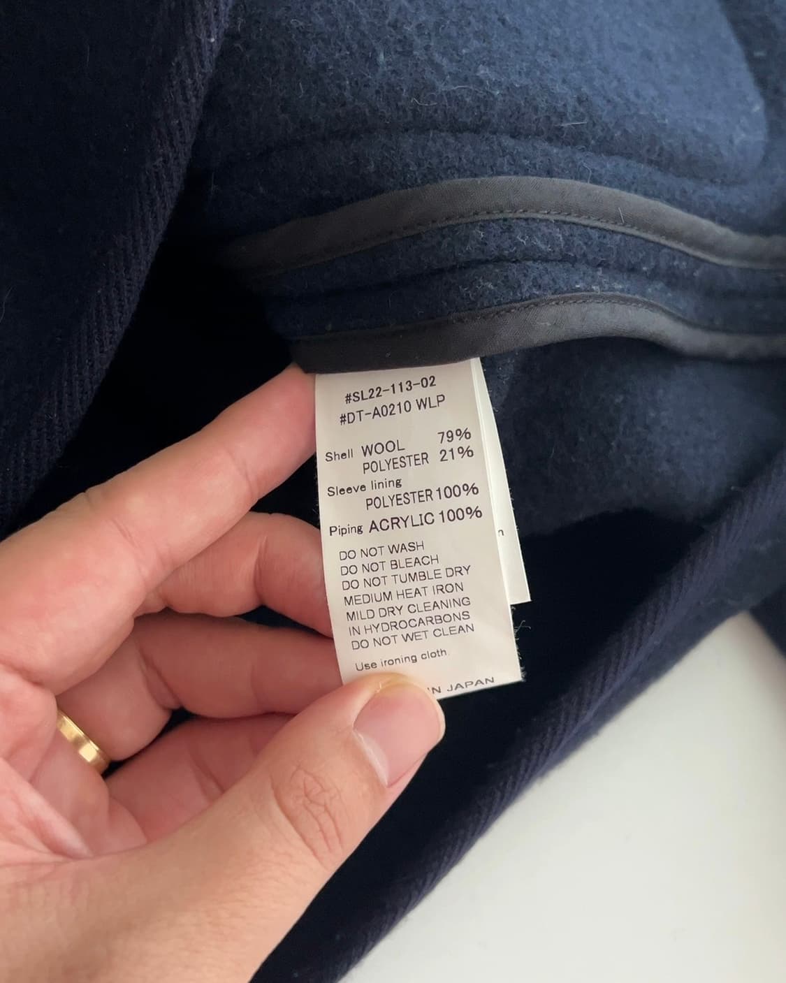 단톤 네이비 울 라이트 파일 커버올즈 모직 자켓 40 상품이미지6