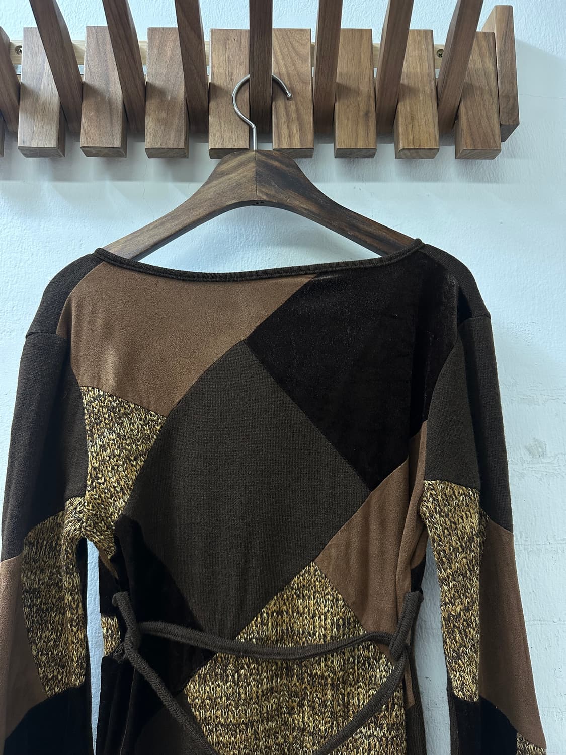 일본빈티지 브라운 조각 믹스 패치워크 탑 티셔츠  상품이미지7