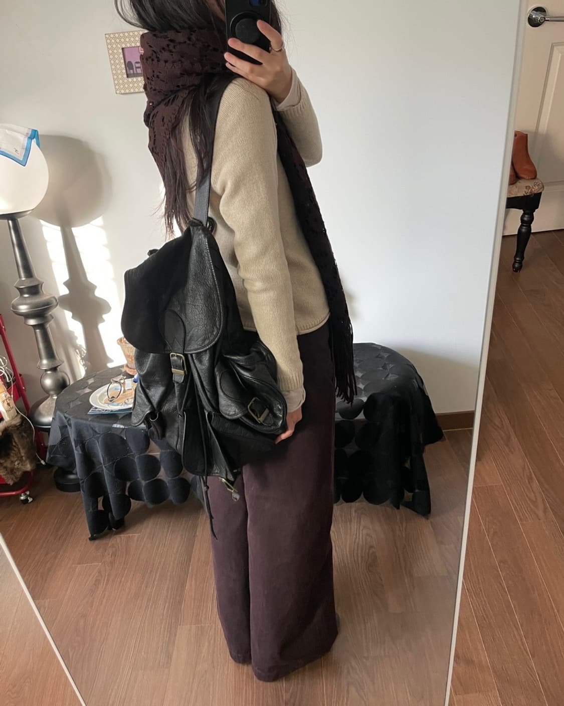 빈티지 레더 백팩 상품이미지8