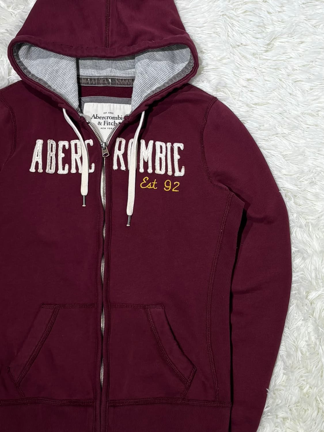 아베크롬비 빅로고 버건디 후드집업 상품이미지5