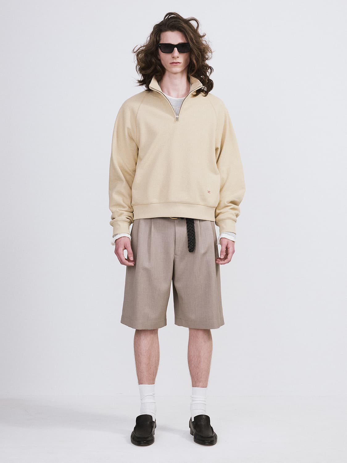 렉토 RC 로고 하프 집업 맨투맨 스웻 셔츠 베이지 상품이미지3