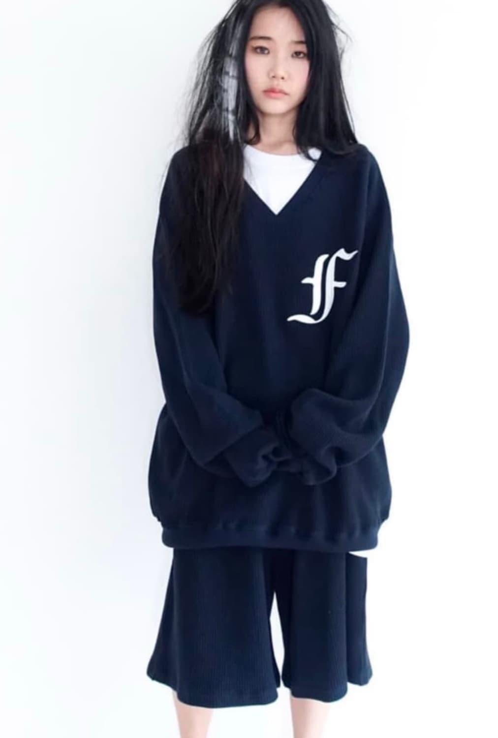 샵페어리 와플 맨투맨 네이비 상품이미지1