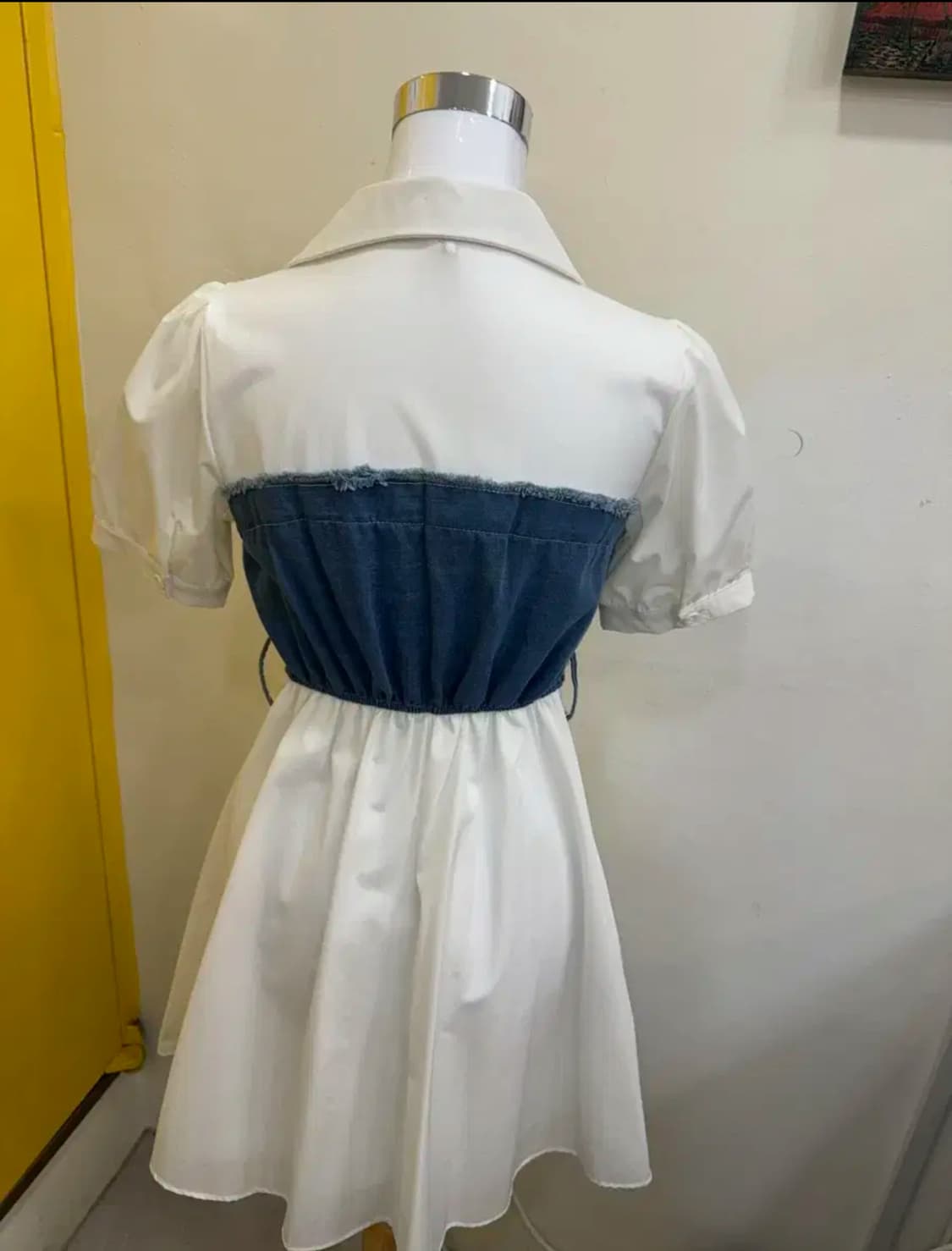 vtg 데님 배색 셔츠 원피스 상품이미지2
