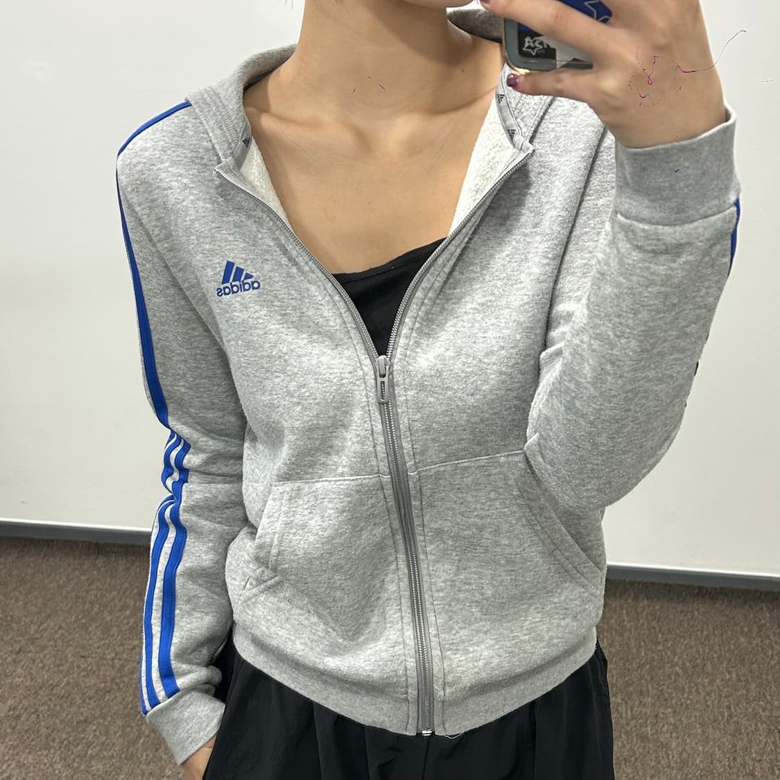 Adidas 아디다스 블루 삼각로고 라이트그레이 후드집업  Price:  상품이미지1