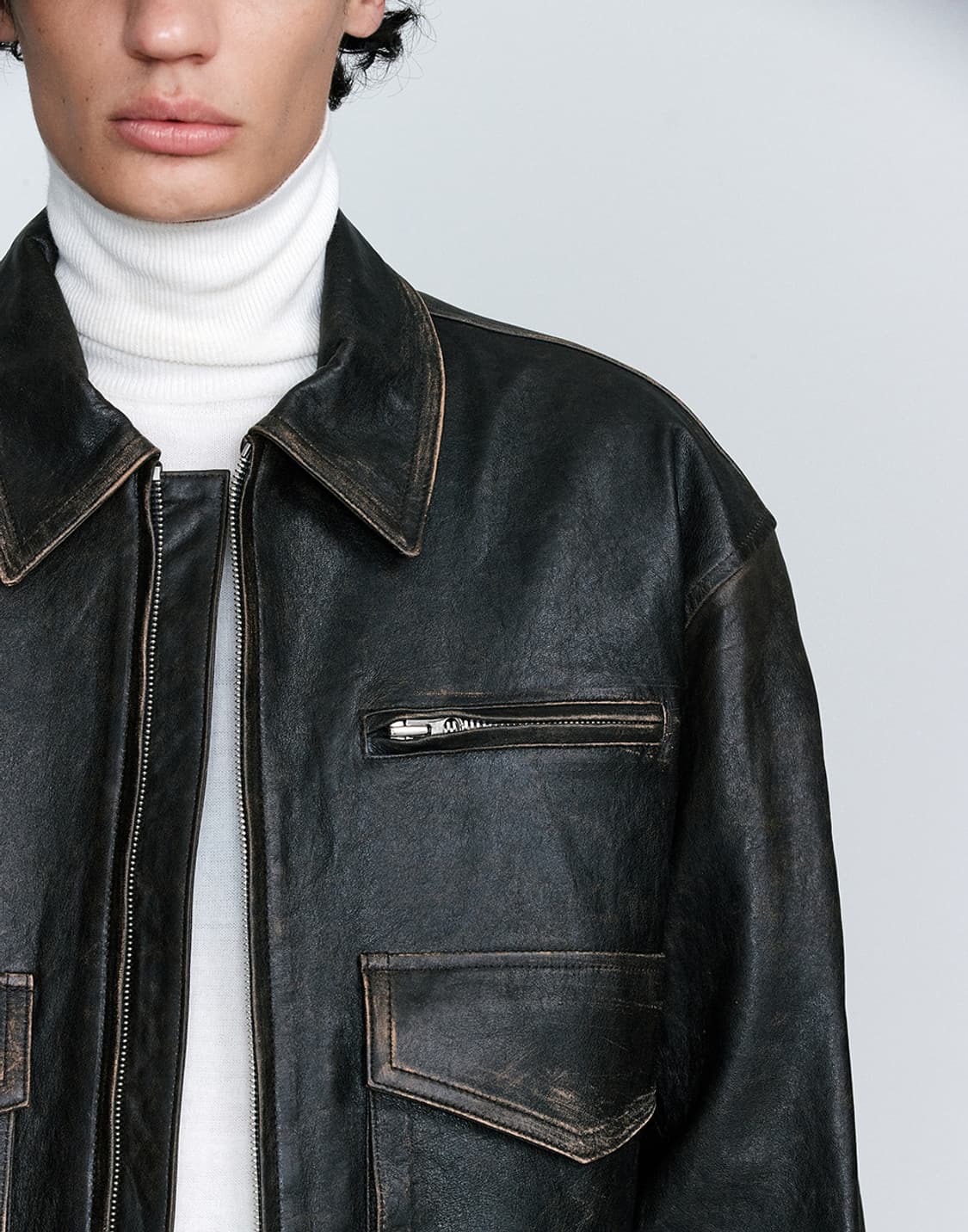 [OS] 호이테 크랙 리얼 양가죽 레더자켓 상품이미지8