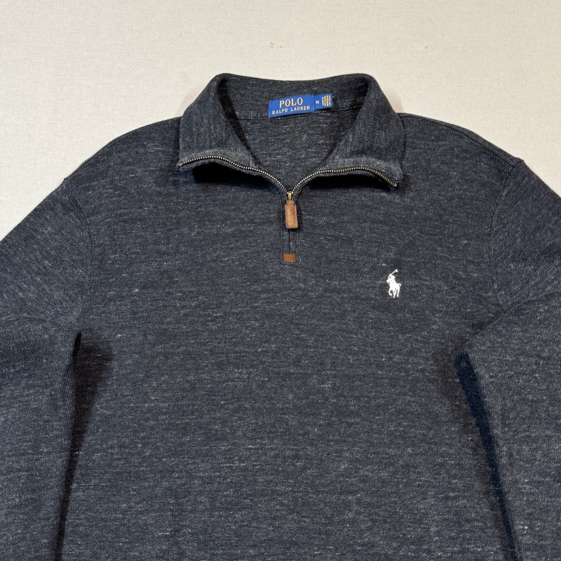 M) 폴로 랄프로렌 반집업 풀오버 코튼 니트 차콜 그레이 상품이미지3
