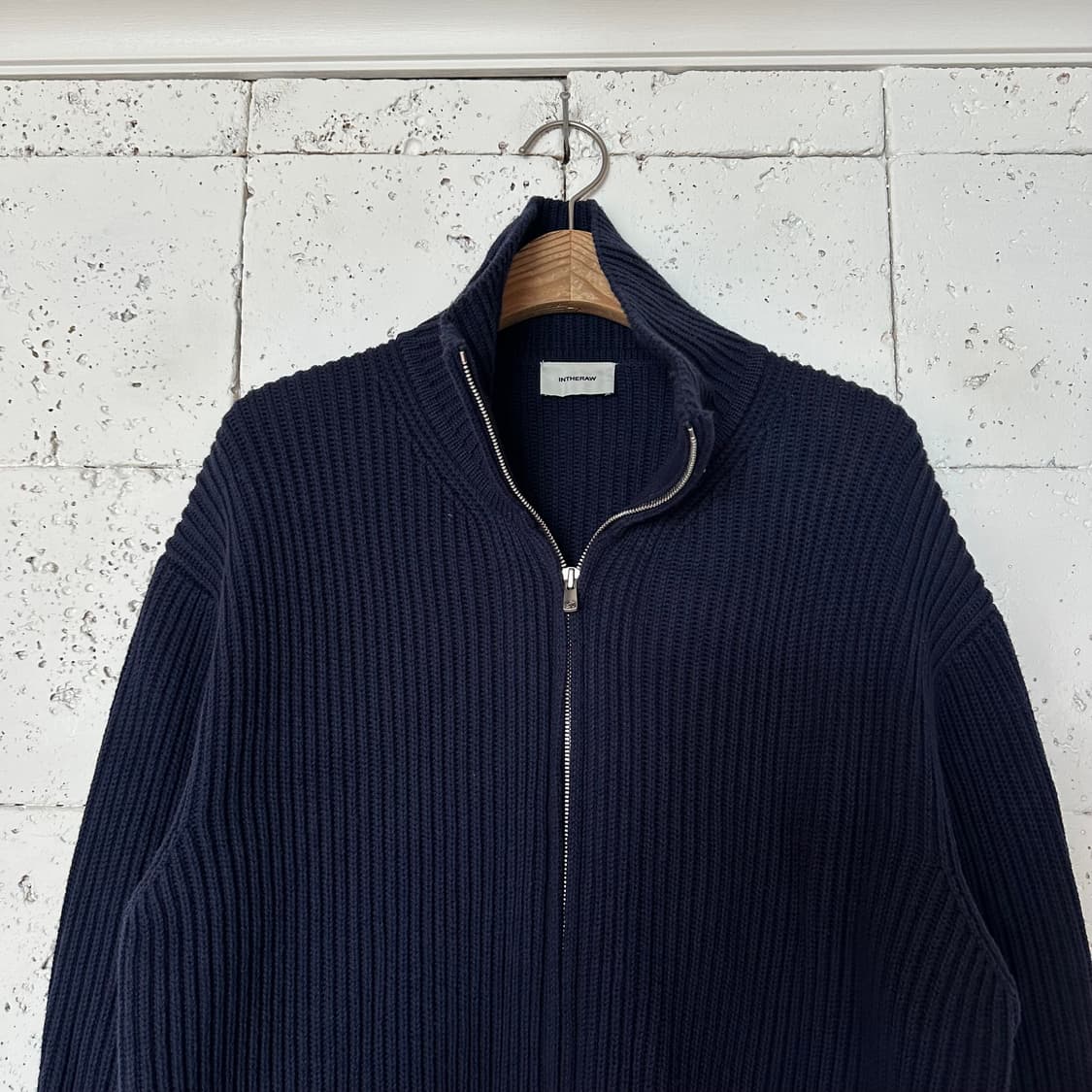 3 인더로우 풀집업 캐시미어 혼방 니트 네이비 상품이미지2