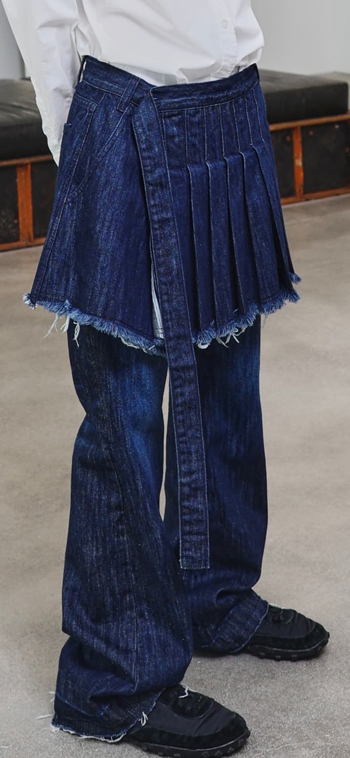 999휴머니티 벨티드 레이어드 데님스커트 상품이미지2