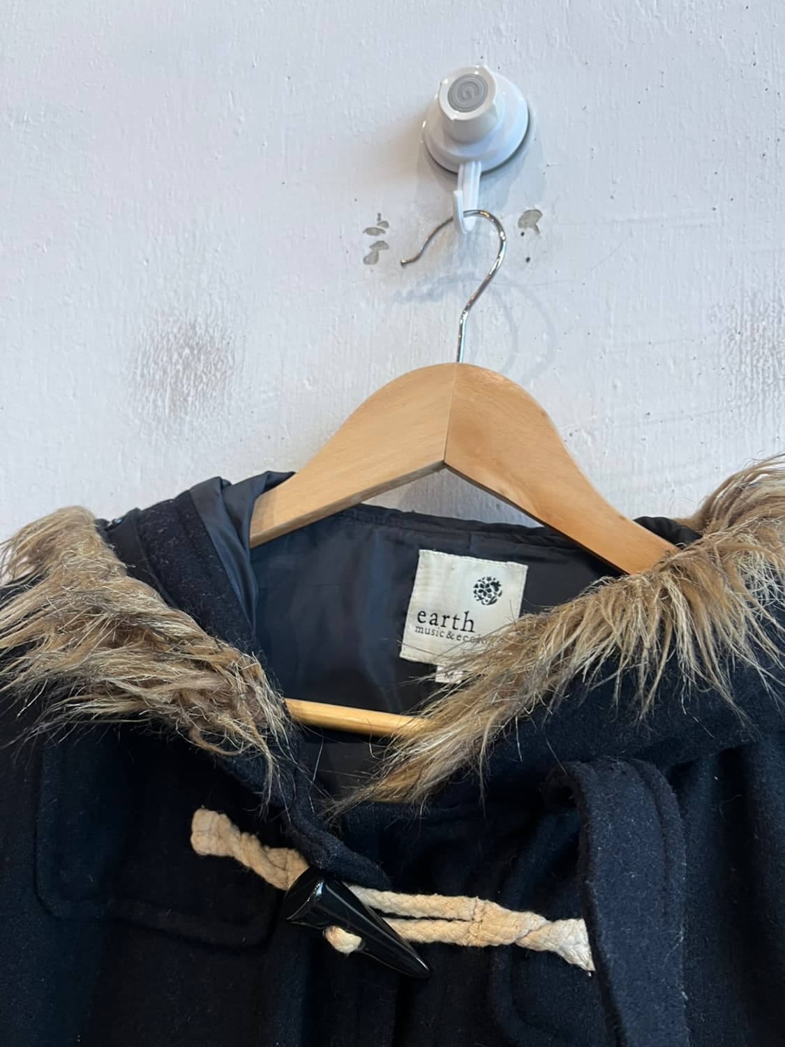 EARTH JPN 어스뮤직 울 하프 더플코트 블랙 상품이미지2