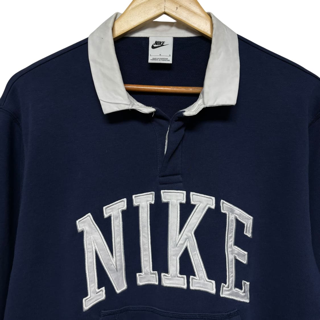 3811 나이키 빅로고 럭비 네이비 카라 맨투맨 상품이미지2