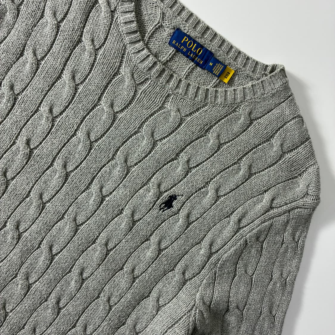 Polo  폴로 랄프로렌 자수 코튼 그레이 꽈배기 니트   상품이미지3