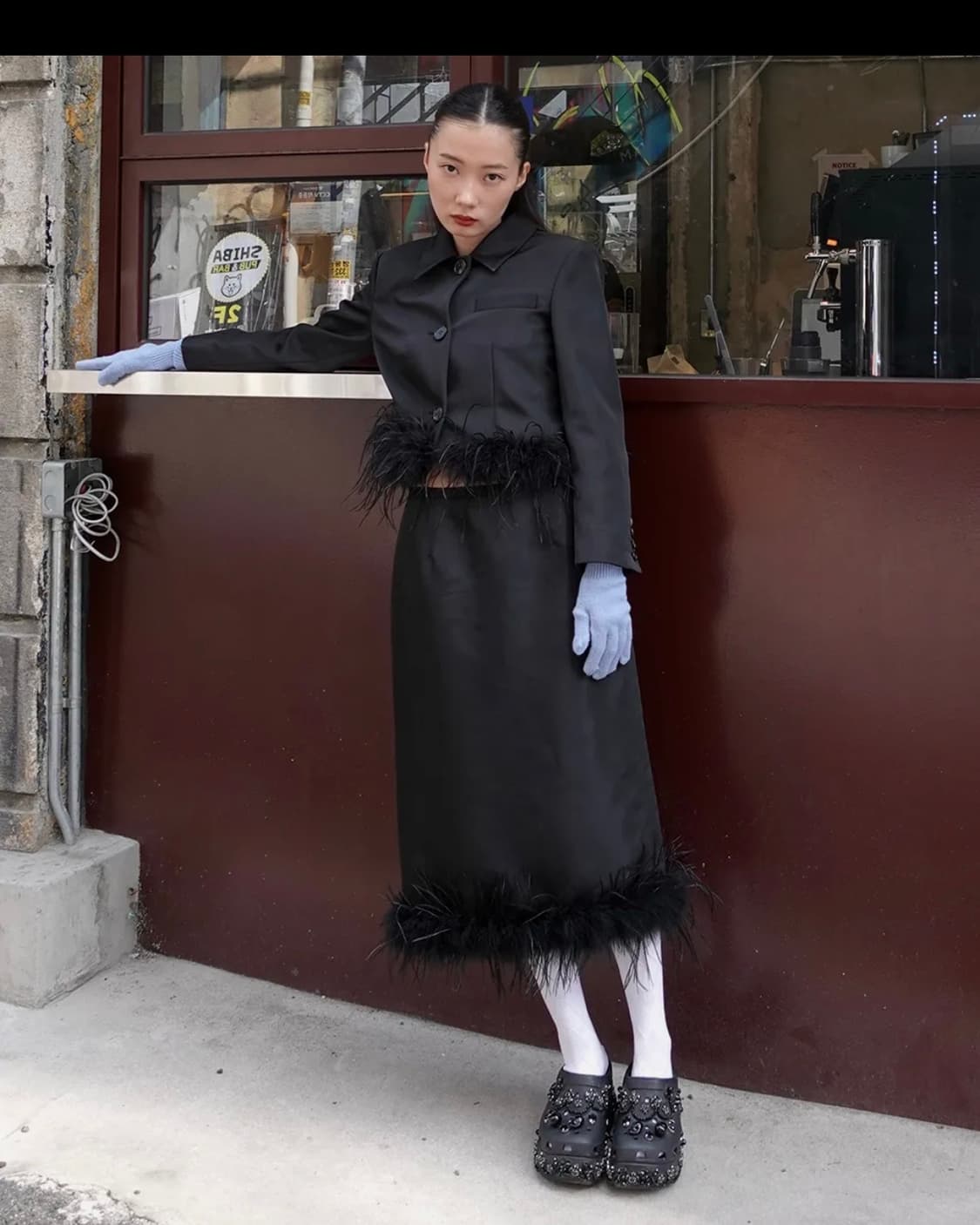 [새상품] 문선 타조 털 스커트 블랙 Ostrich Hair Skirt 상품이미지1