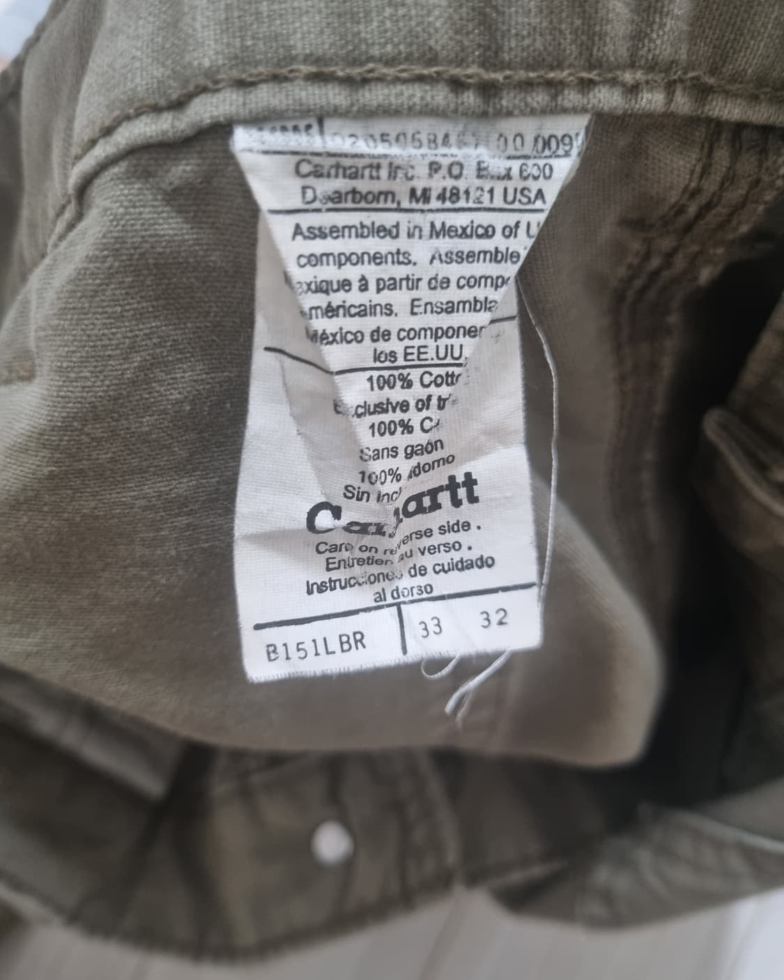 칼하트 카펜터 워크팬츠 B151 LBR 33X32 상품이미지4