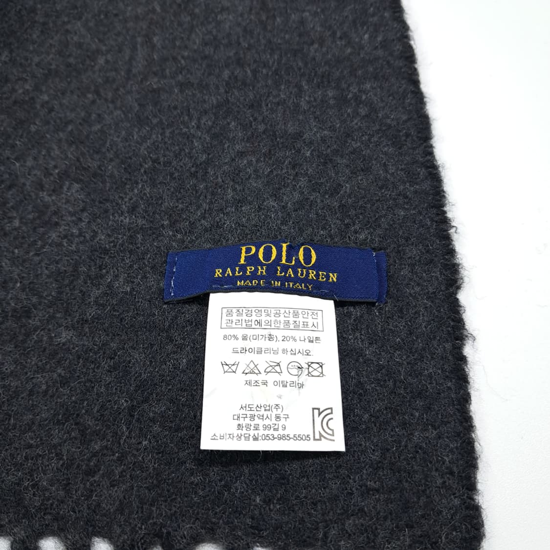 MX508 폴로 90s 이태리판 울 양면 블랙차콜 머플러목도리 상품이미지4