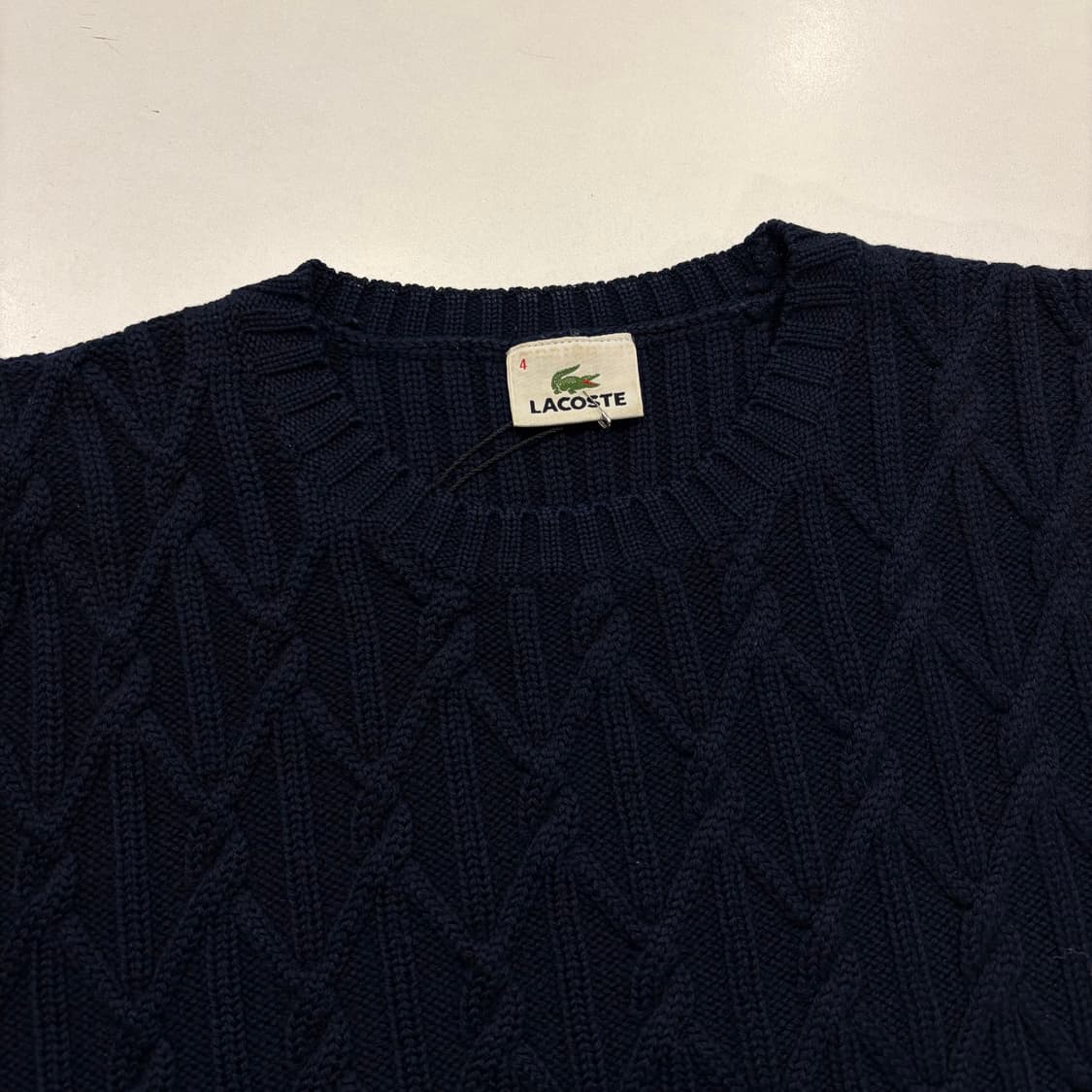 [100] 라코스테 울 네이비 케이블 니트 스웨터 D782 상품이미지3