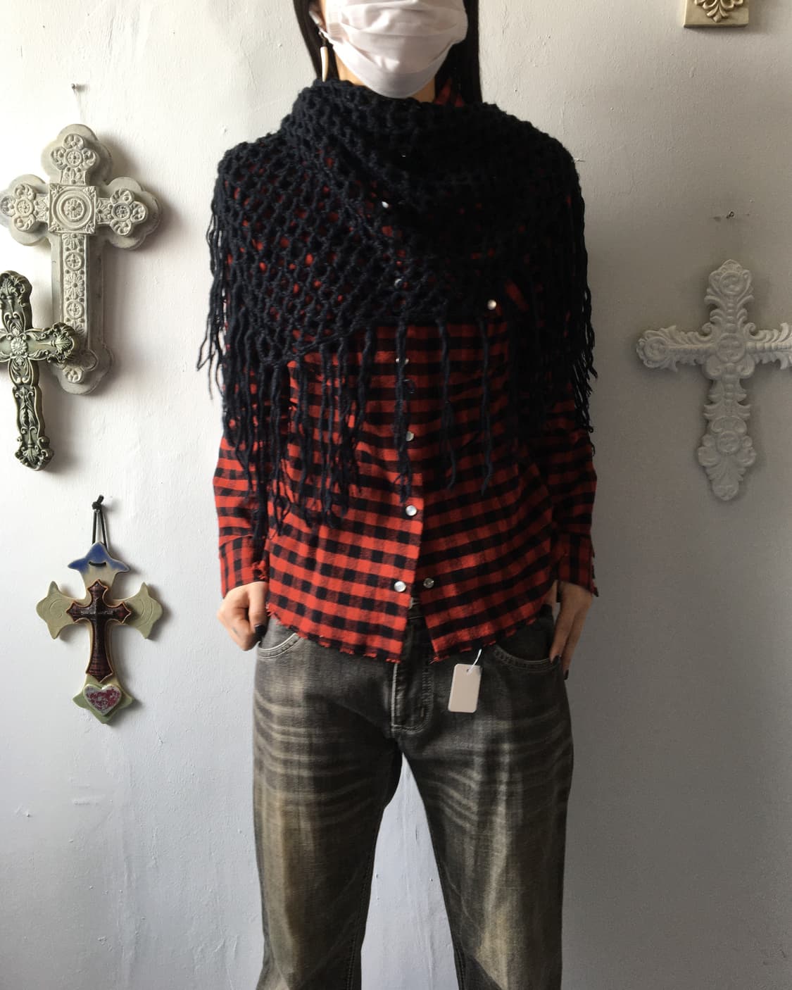 fringe point net knit scarf 상품이미지4