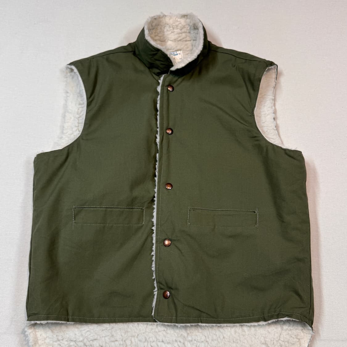 L) BIG BILL 워크웨어 셰르파 안감 조끼 베스트 카키 상품이미지2