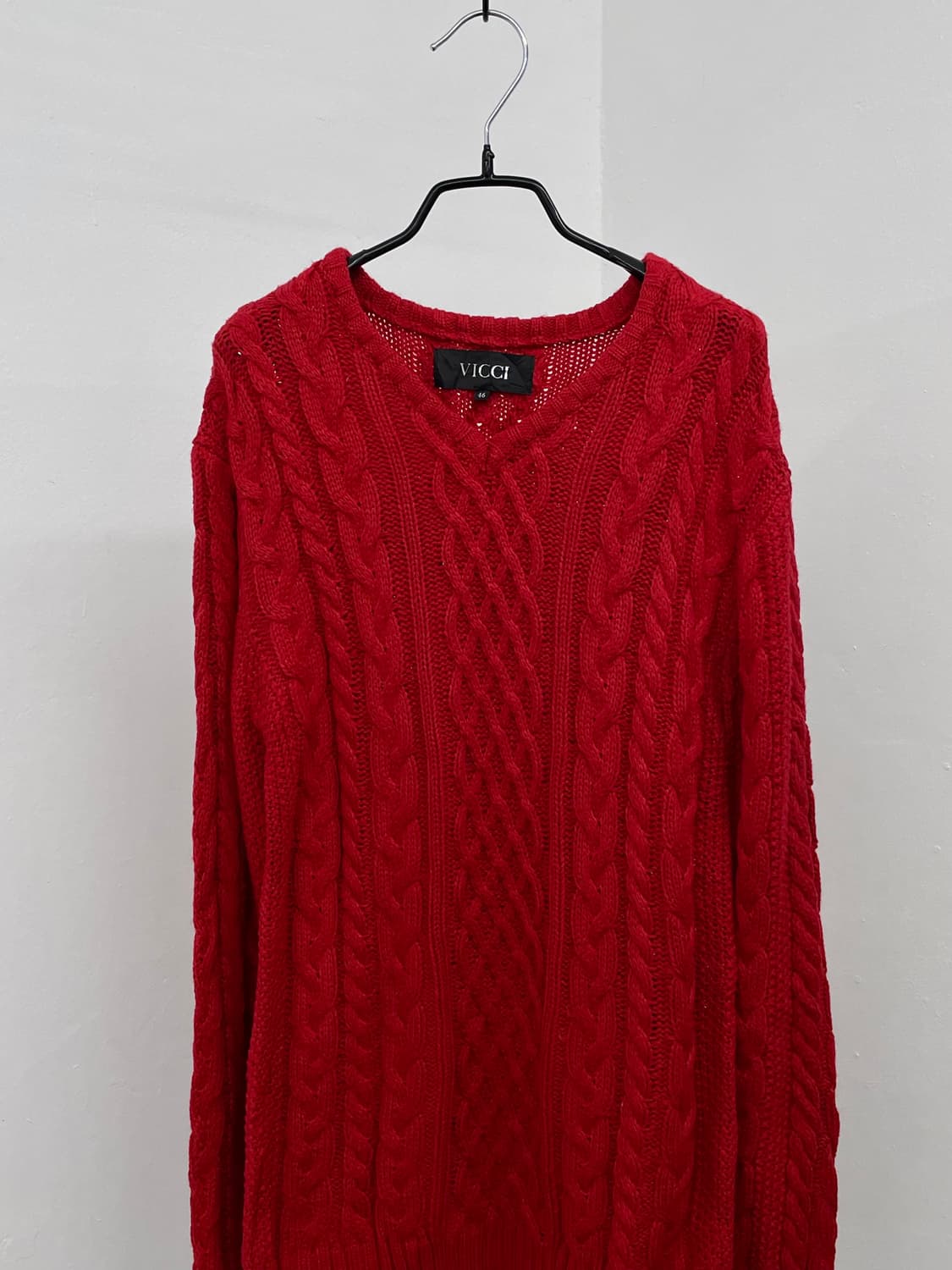 레드 케이블 니트 상품이미지4