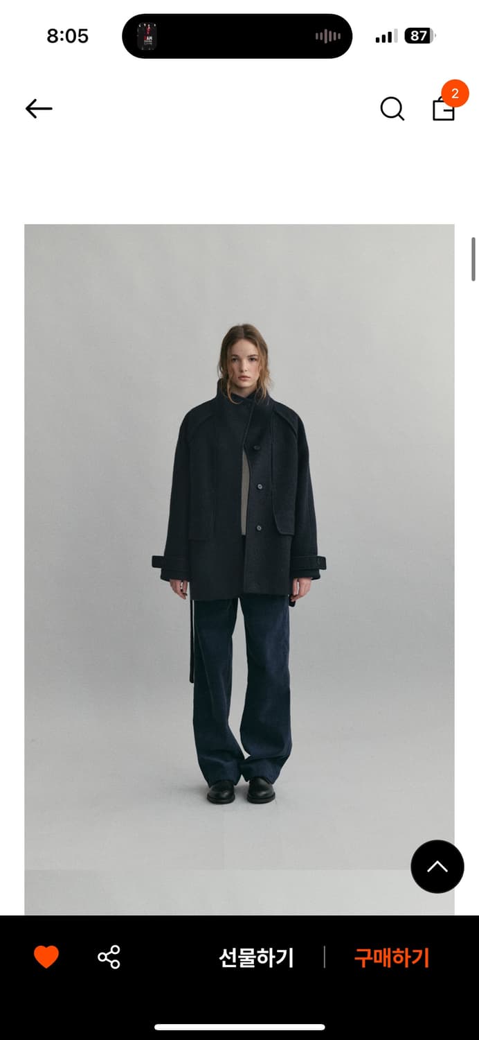 아우브아워 vent wool half coat 하프 코트 (네이비) 상품이미지1