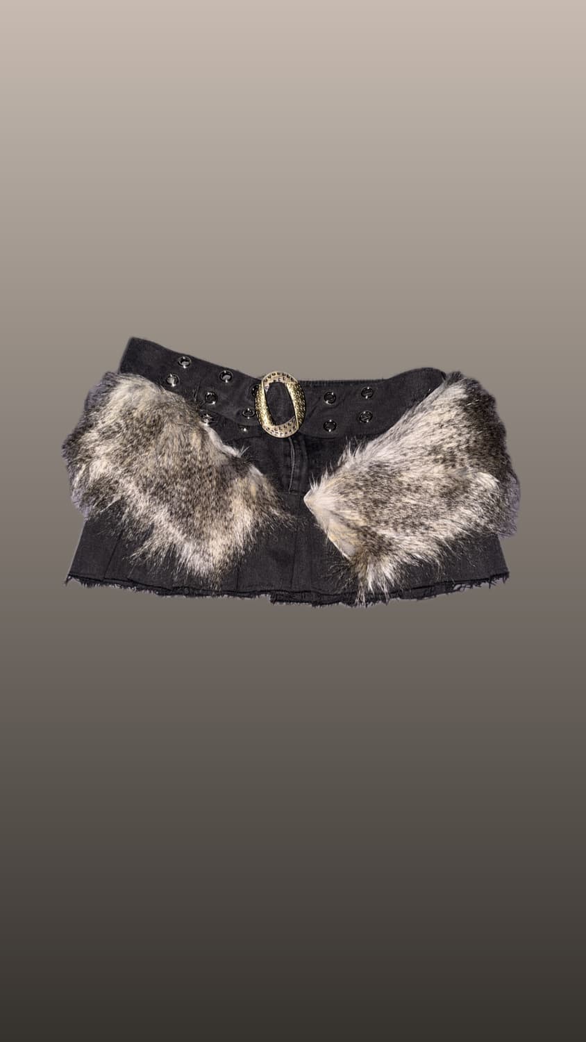 2000s 벨트 칼선 리얼 퍼 스커트 상품이미지1