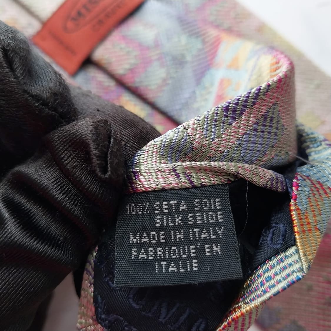 미쏘니 실크 오렌지믹스 기하학 패턴 넥타이 A+등급 9.2cm K1616 상품이미지10