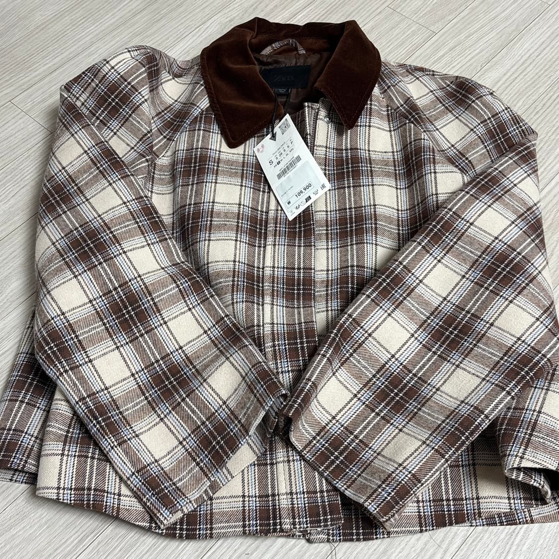 새상품) 자라 브라운 체크 자켓 S 사이즈 급처 상품이미지1