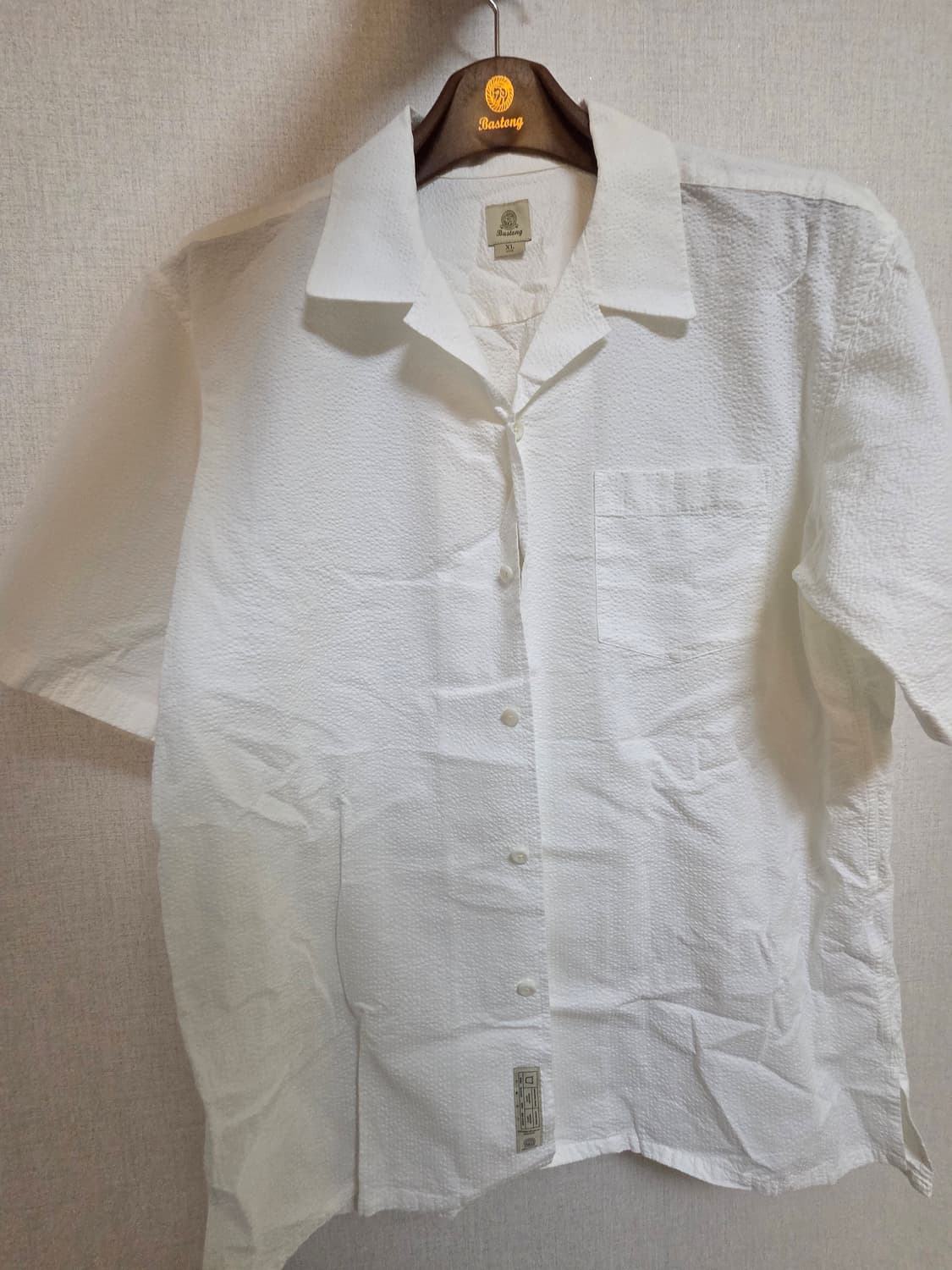 L) 바스통 232 시어서커 오픈칼라 화이트 반팔 상품이미지2