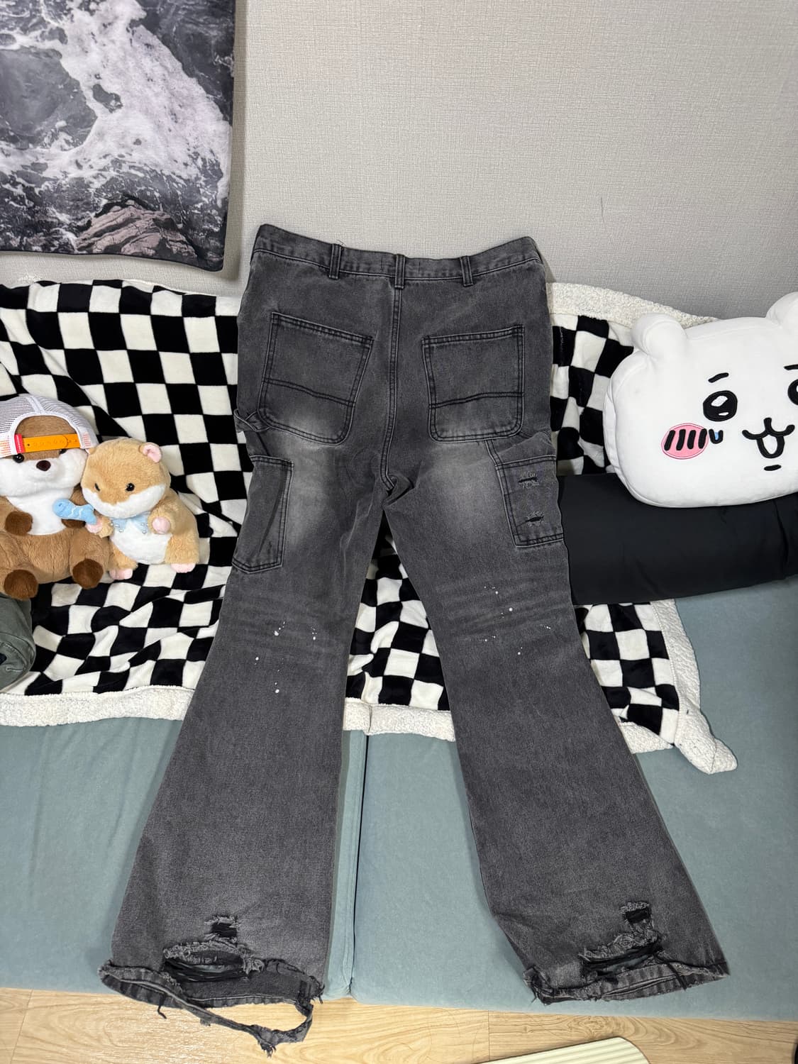 스키즘인듀싱 더블니 부츠컷 데님 그레이 M 상품이미지2