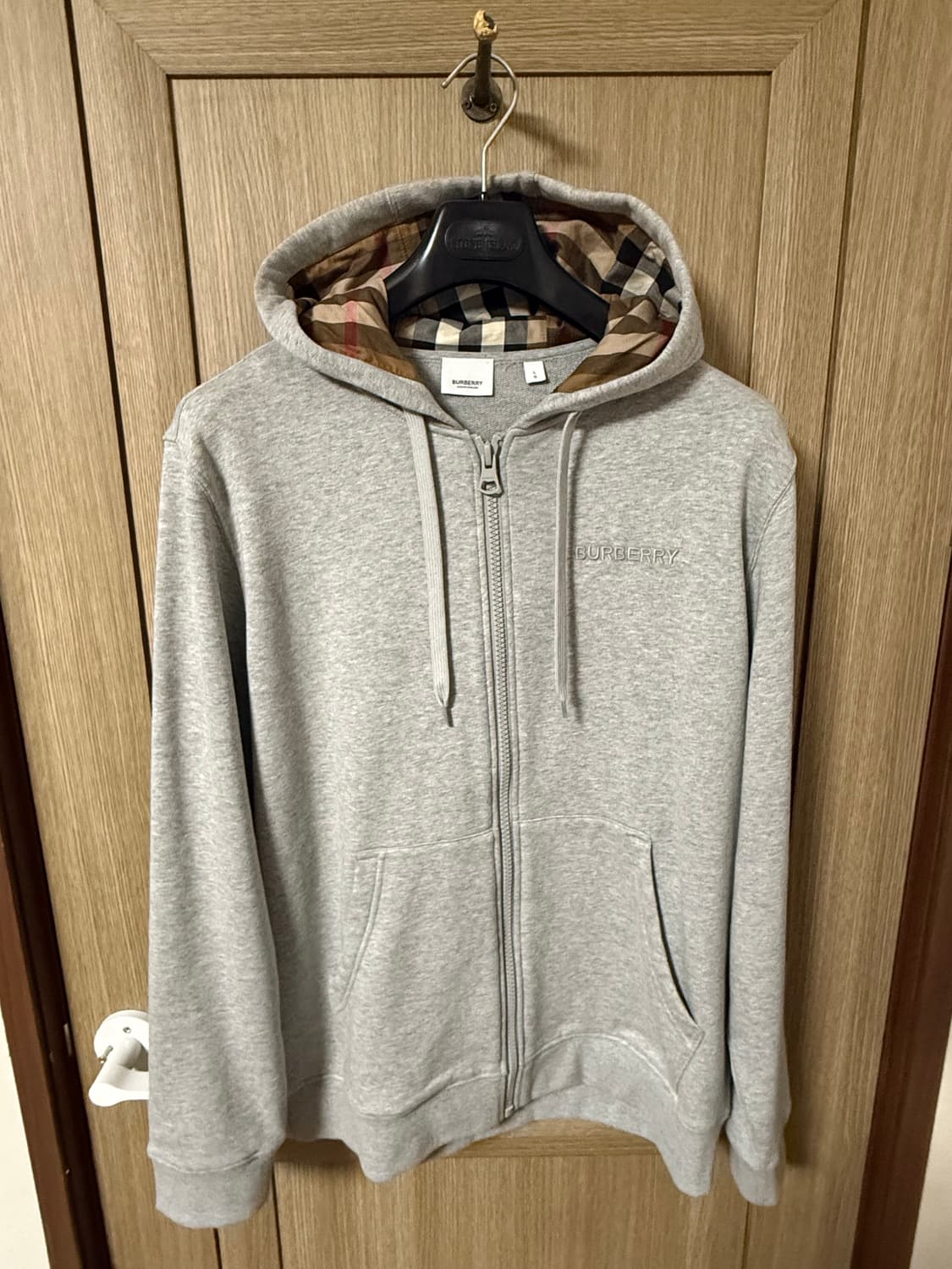 버버리 HOVE 레터링 로고 체크 후드집업 L 상품이미지1