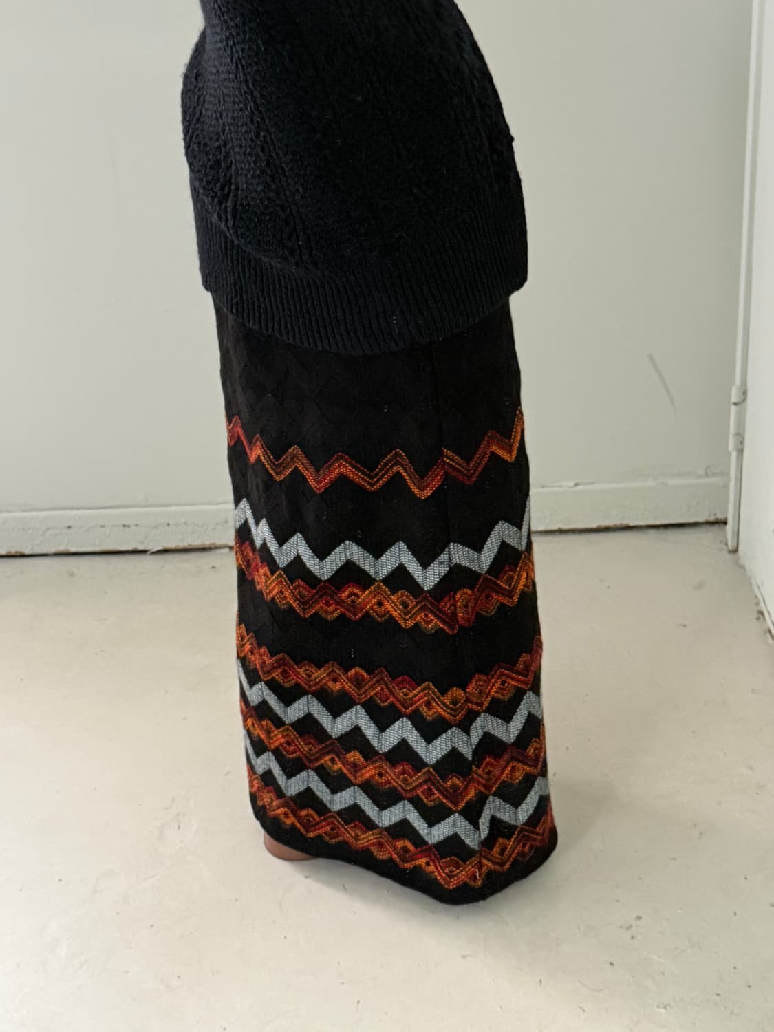 일본빈티지 자수 맥시 롱 니트스커트 상품이미지2