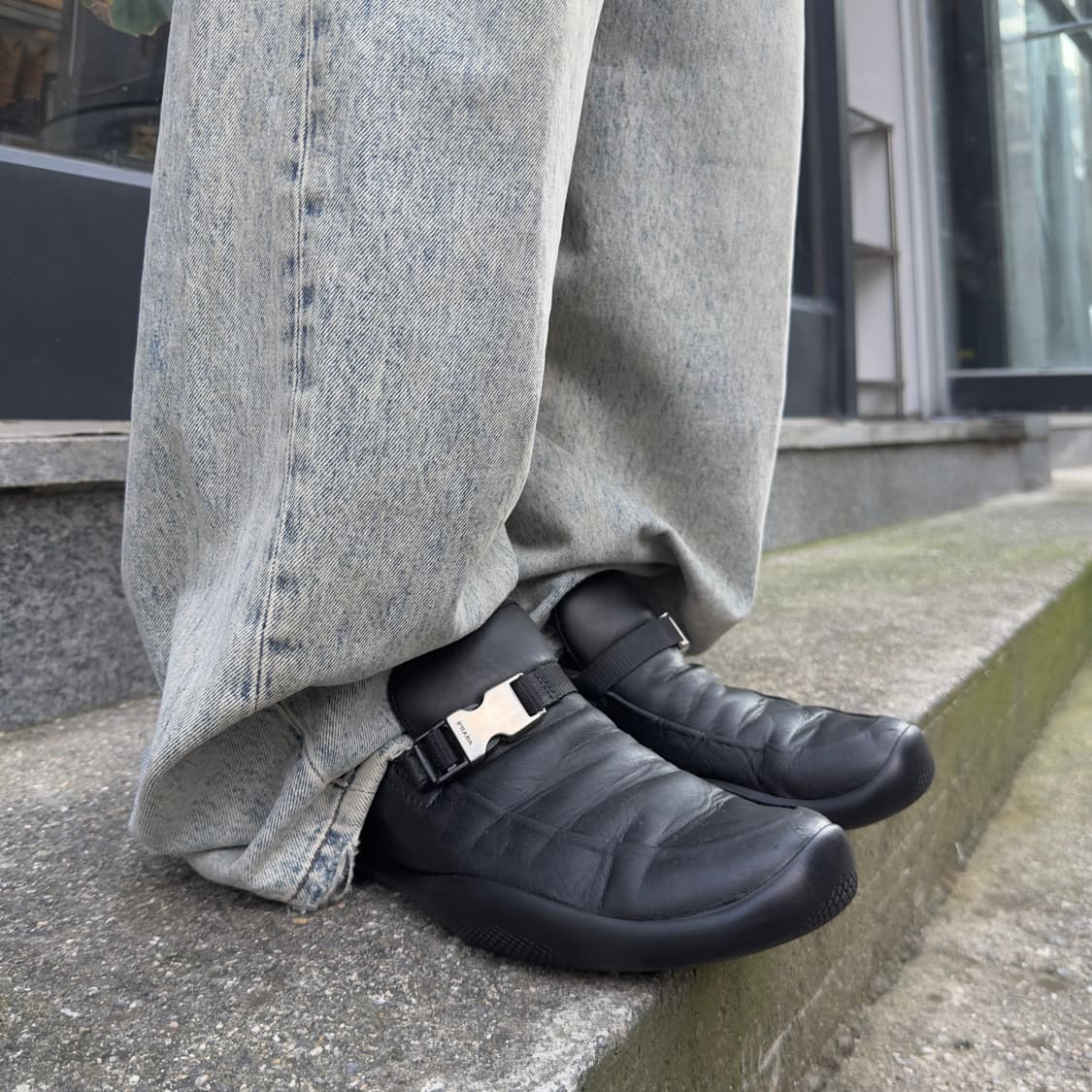 00s 레어 블랙 프라다 스포츠 버클 로퍼 상품이미지1