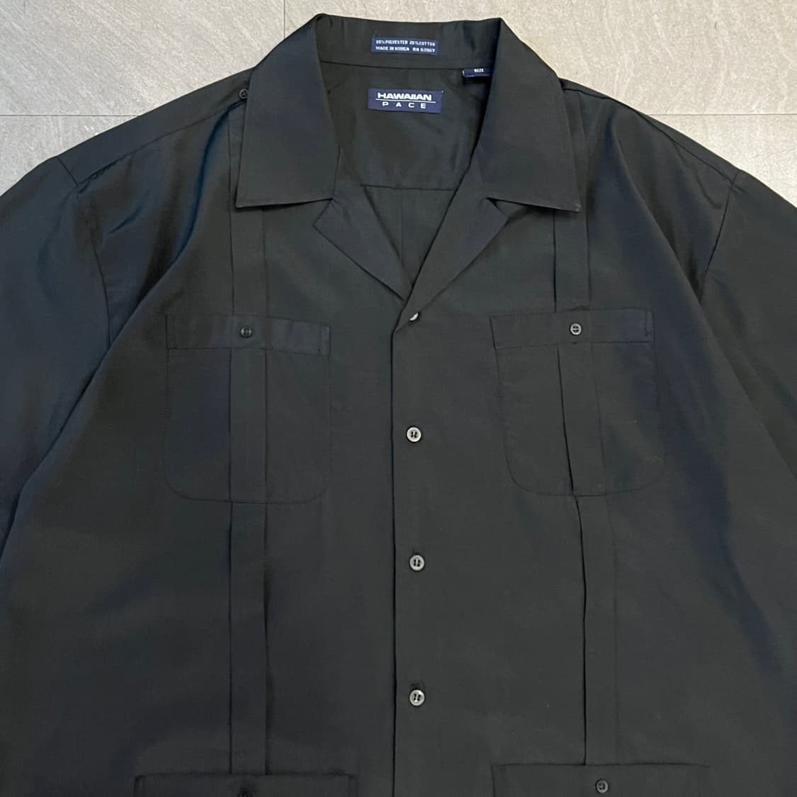 빈티지 쿠바 자수 구아야베라 반팔 블랙 셔츠 상품이미지3