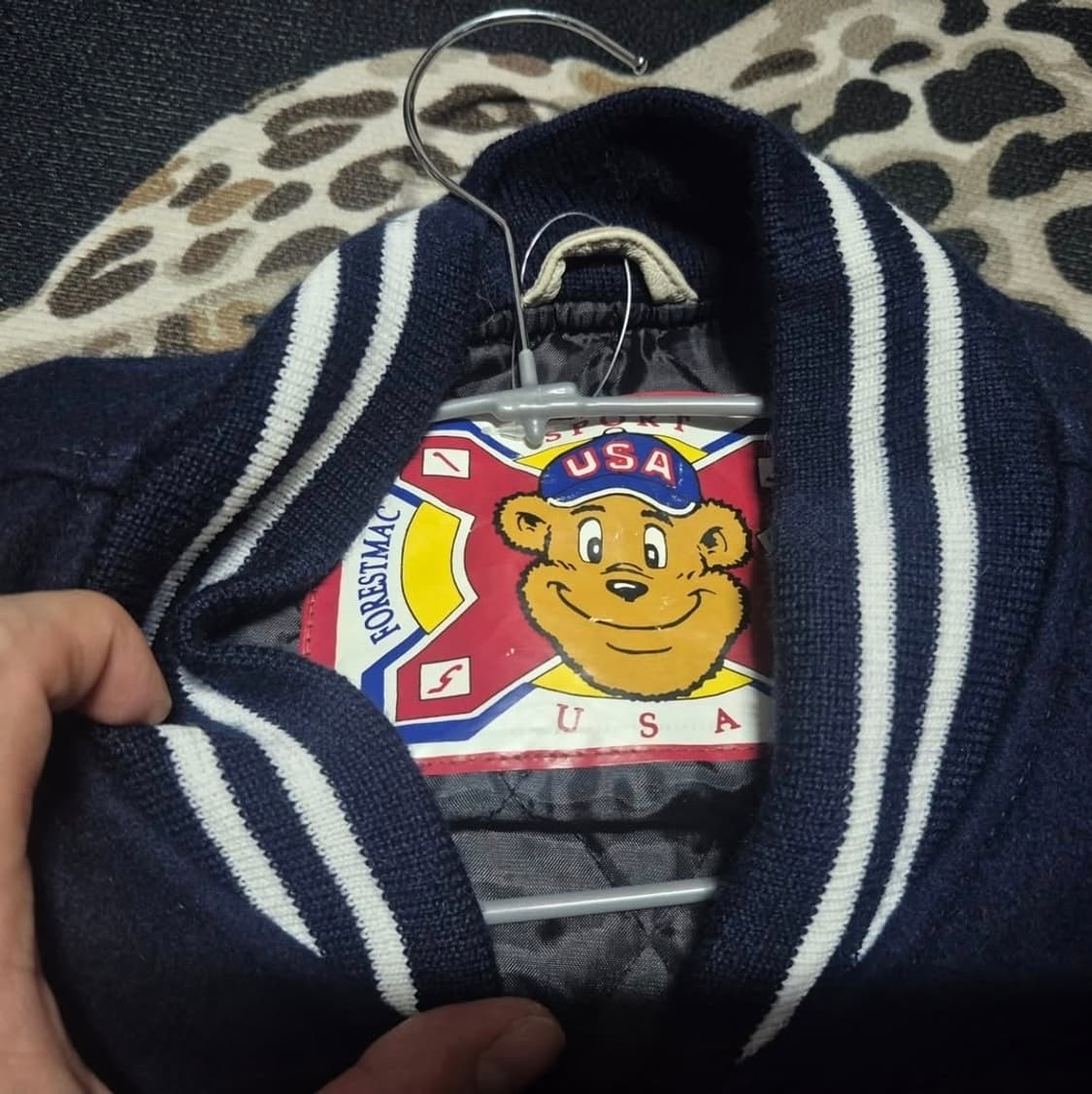 90's Forest Mac 울 레더 USA 바시티 자켓 L 상품이미지3