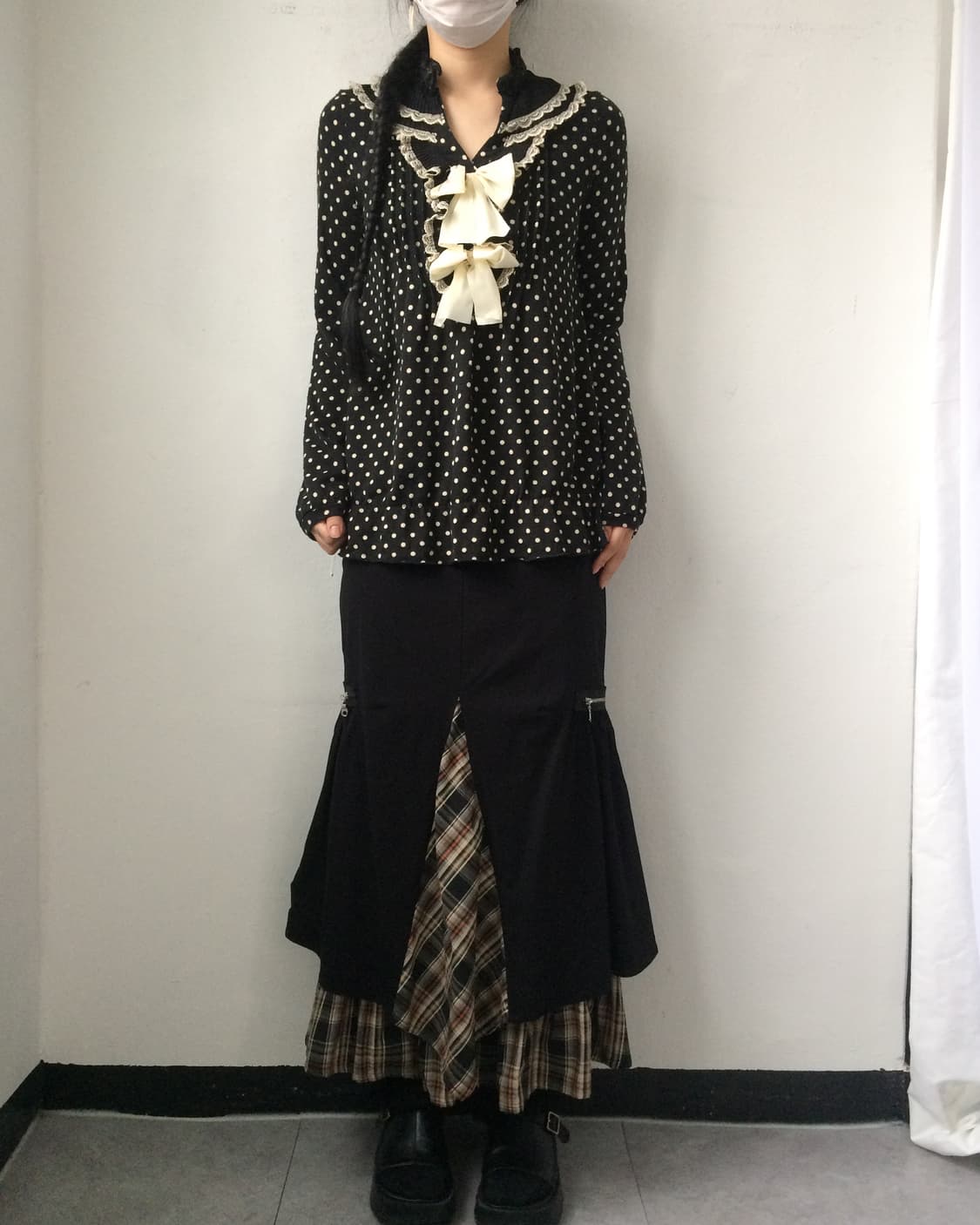 Axes femme dot pattern frill blouse 상품이미지5