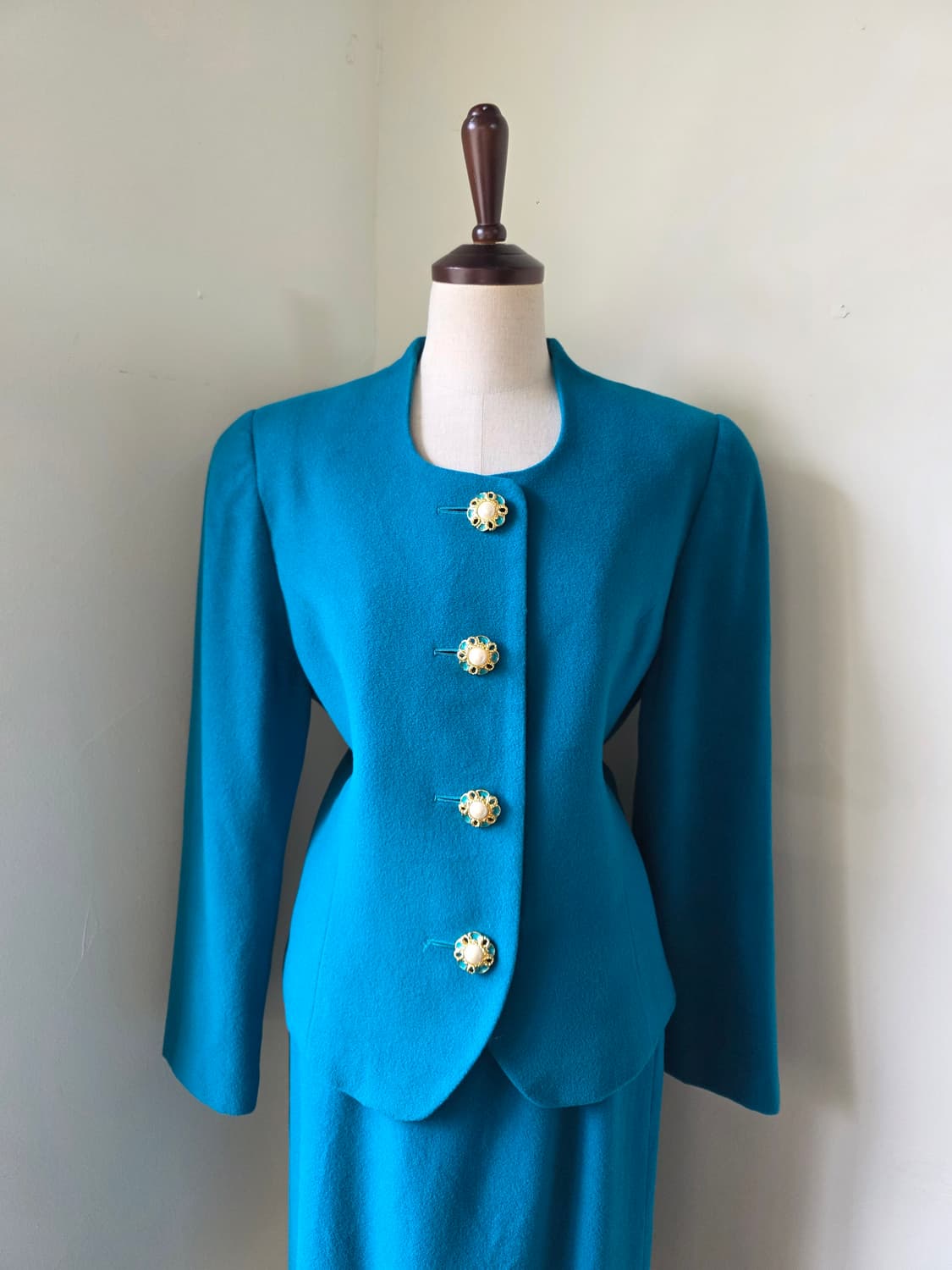 울 캐시미어 에메랄드 청록 셋업 상품이미지2