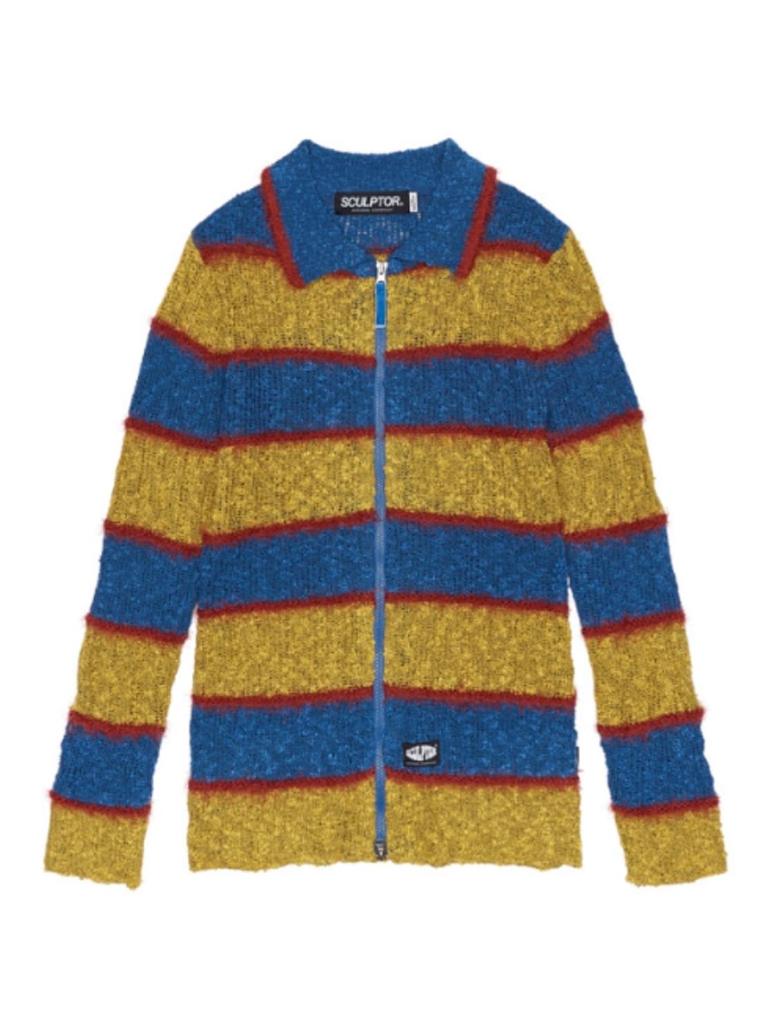 Mixed Yarn Collared Cardigan Yellow/Teal 상품이미지1