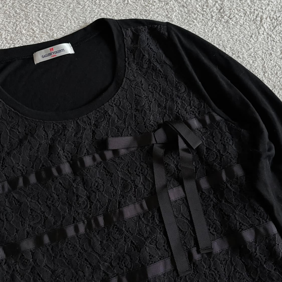 일본빈티지 갤러리 비스콘티 블랙 리본 포인트 이너 탑 상품이미지2