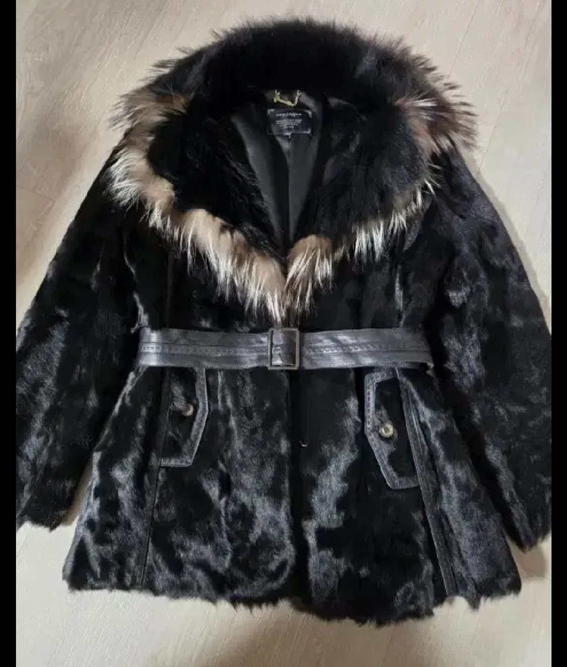 크로커다일 폭스털 블랙코트 싸이즈 100 상품이미지1