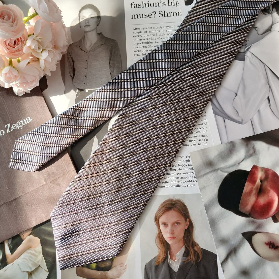 에르메네질도 제냐 스트라이프 넥타이 9.4cm A+등급 A19718
 상품이미지3