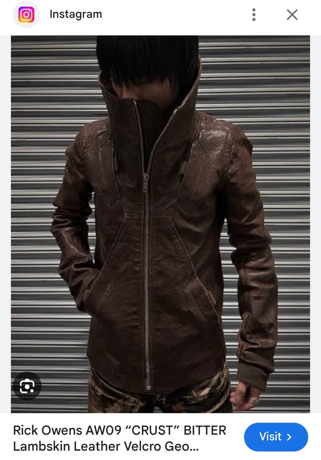 (XS) 릭오웬스 AW09 크러스트 비터 램스킨 레더 벨크로 지오 자켓 상품이미지8