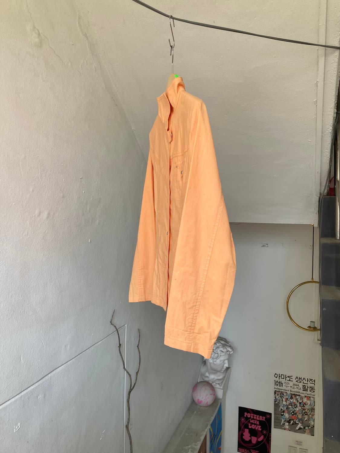 y2k 살구 코튼 버튼 스티치 자켓 상품이미지4