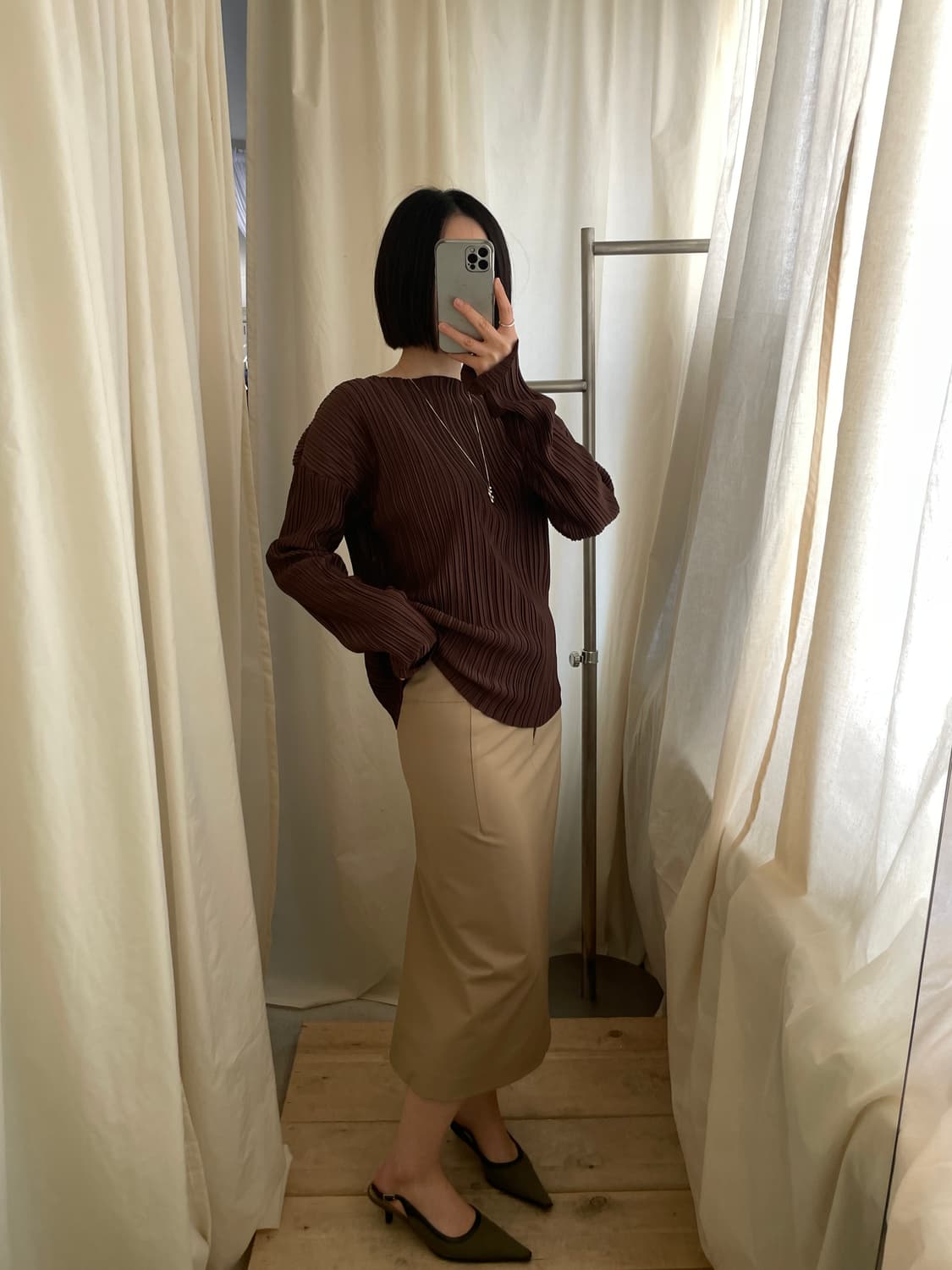 camel beige long skirt  상품이미지8
