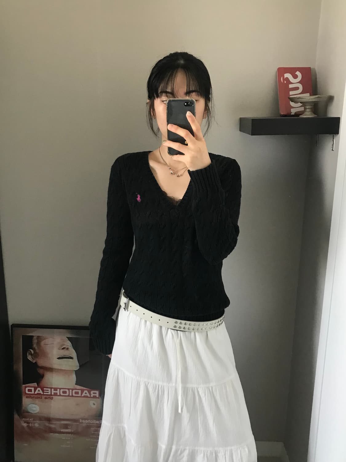 폴로 랄프로렌 포니 로고 브이넥 케이블 니트 상품이미지3